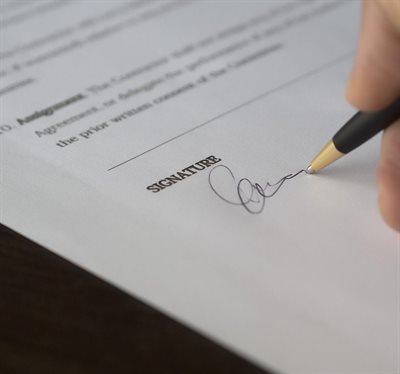 Signature on an agreement